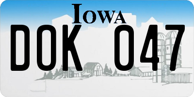IA license plate DOK047