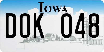 IA license plate DOK048