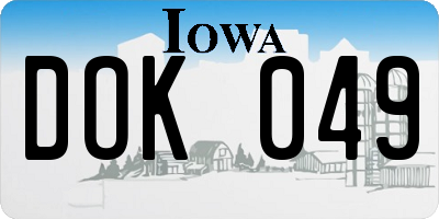 IA license plate DOK049