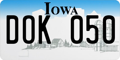 IA license plate DOK050