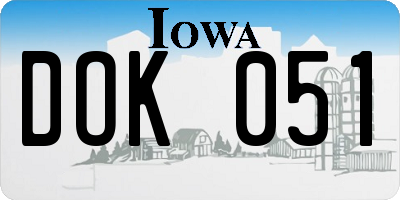 IA license plate DOK051