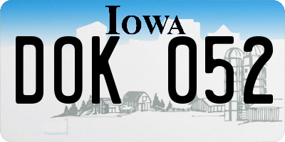 IA license plate DOK052