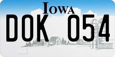 IA license plate DOK054