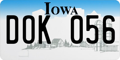IA license plate DOK056