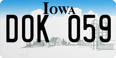 IA license plate DOK059