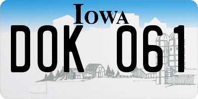 IA license plate DOK061