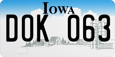 IA license plate DOK063