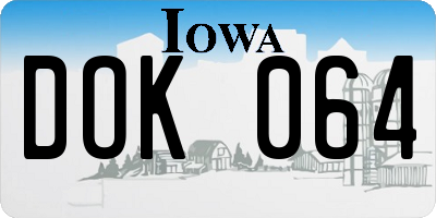 IA license plate DOK064