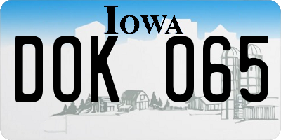 IA license plate DOK065