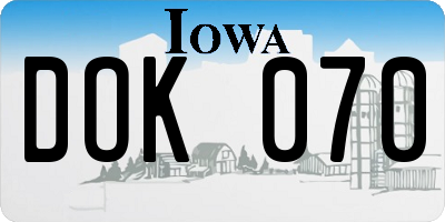 IA license plate DOK070