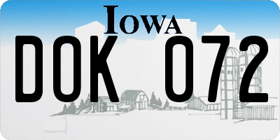 IA license plate DOK072