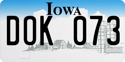 IA license plate DOK073