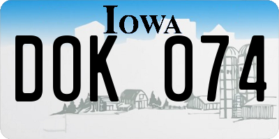 IA license plate DOK074