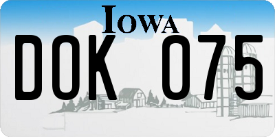 IA license plate DOK075