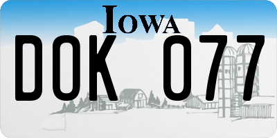 IA license plate DOK077