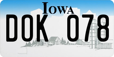 IA license plate DOK078