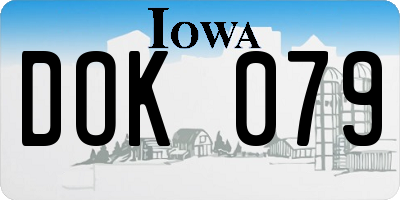 IA license plate DOK079