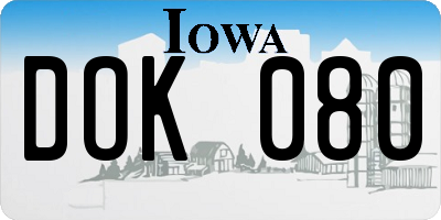 IA license plate DOK080
