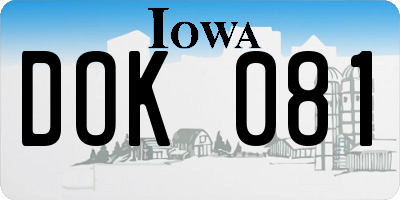 IA license plate DOK081