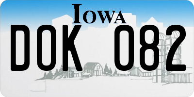 IA license plate DOK082