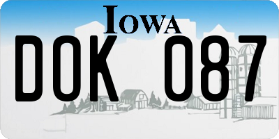 IA license plate DOK087