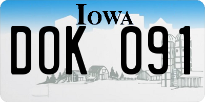 IA license plate DOK091