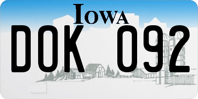 IA license plate DOK092