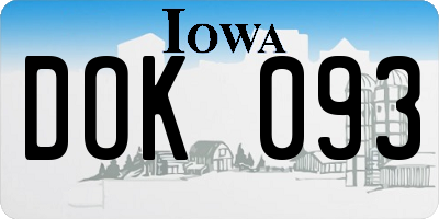 IA license plate DOK093