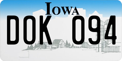 IA license plate DOK094