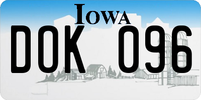 IA license plate DOK096