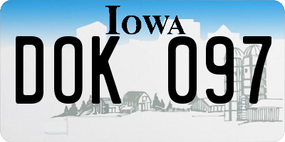 IA license plate DOK097