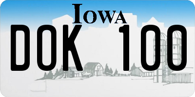 IA license plate DOK100