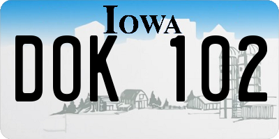 IA license plate DOK102
