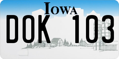 IA license plate DOK103
