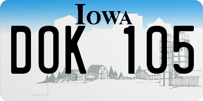 IA license plate DOK105