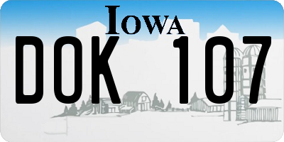IA license plate DOK107