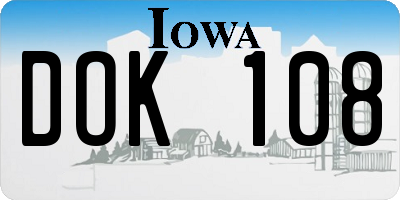 IA license plate DOK108