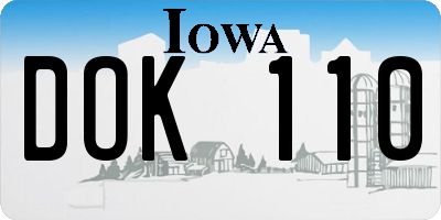 IA license plate DOK110