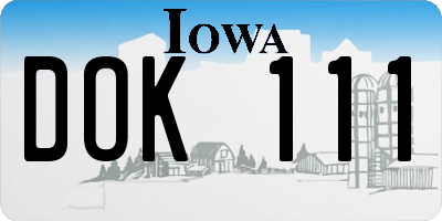 IA license plate DOK111