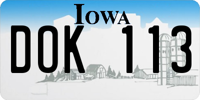 IA license plate DOK113