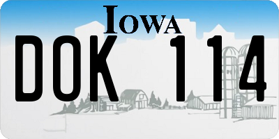 IA license plate DOK114