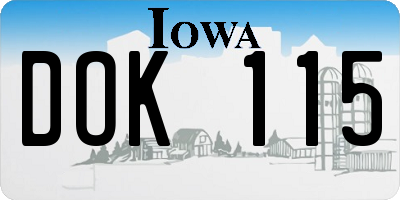IA license plate DOK115
