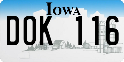 IA license plate DOK116