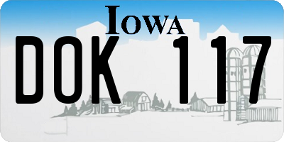 IA license plate DOK117