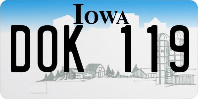 IA license plate DOK119