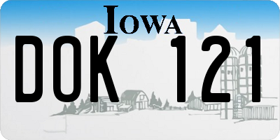 IA license plate DOK121