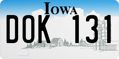 IA license plate DOK131