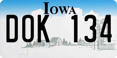 IA license plate DOK134