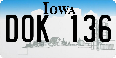 IA license plate DOK136