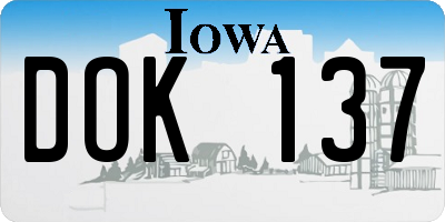 IA license plate DOK137